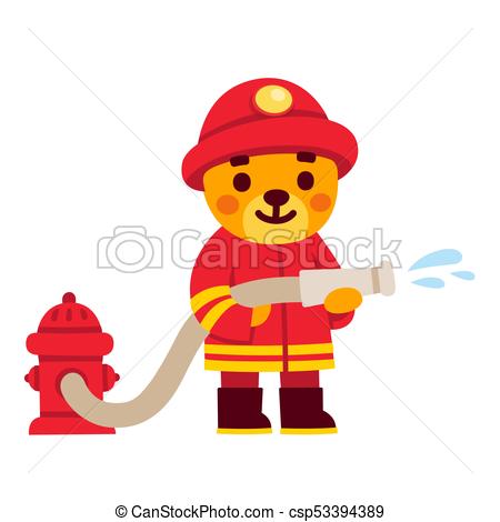 450x470 Cute Cartoon Firefighter Character. Teddy Bear In Fireman Uniform