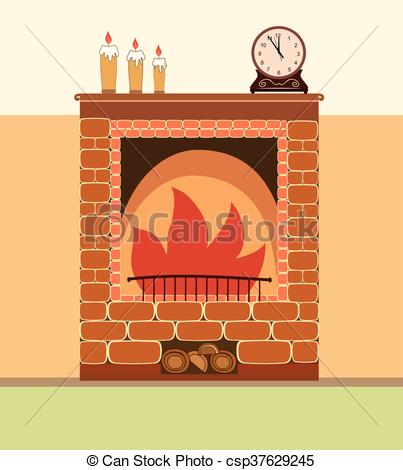 403x470 Fireplace Vector Illustration. Elements Of Home Design.