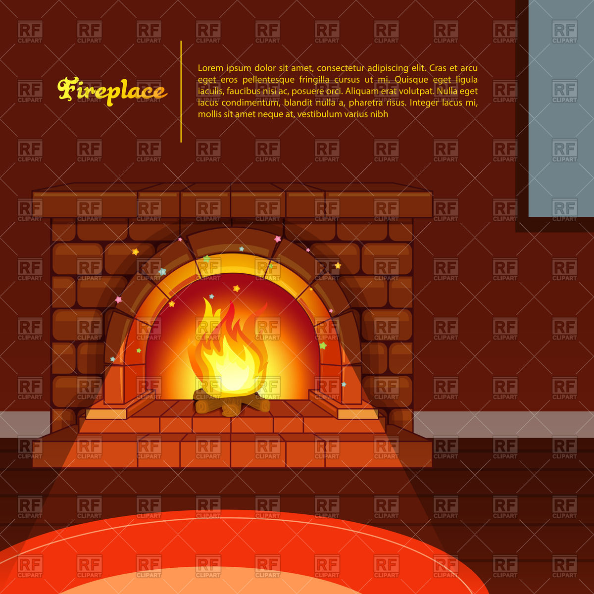 1200x1200 Room Interior With Fireplace Vector Image Vector Artwork Of