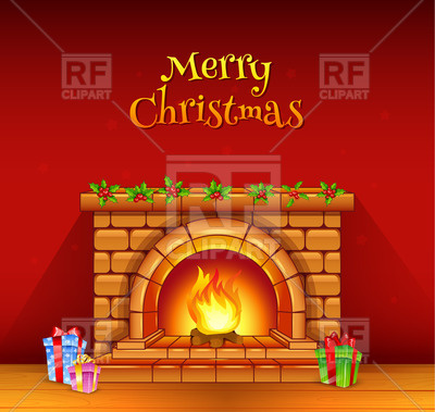 400x379 Room With Christmas Fireplace Vector Image Vector Artwork Of