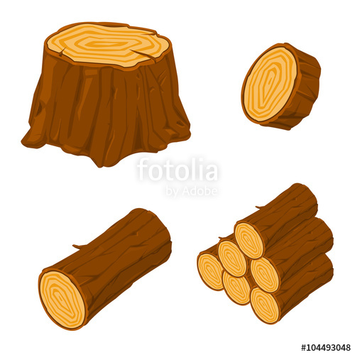 500x500 Vector Illustration Icon Set Of Chopped Wood. Concept For Firewood