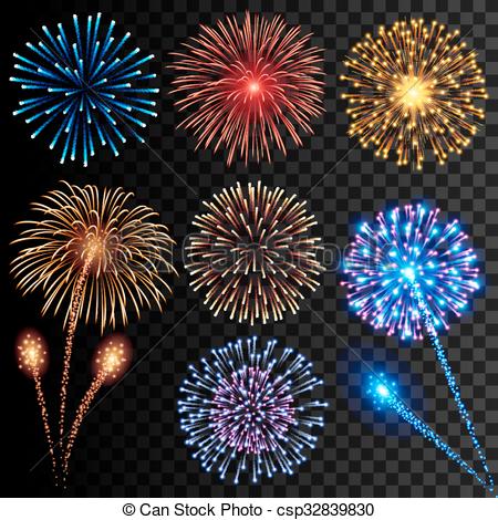 450x470 Firework Illustrations. Collection Of High Detail Vector