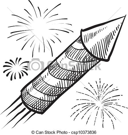 448x470 Firework Sketch. Doodle Style Fireworks Or New Year Vector