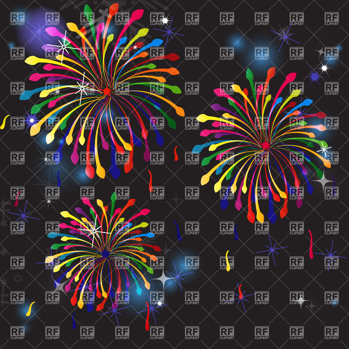 1200x1200 Colorful Fireworks In The Night Vector Image Vector Artwork Of