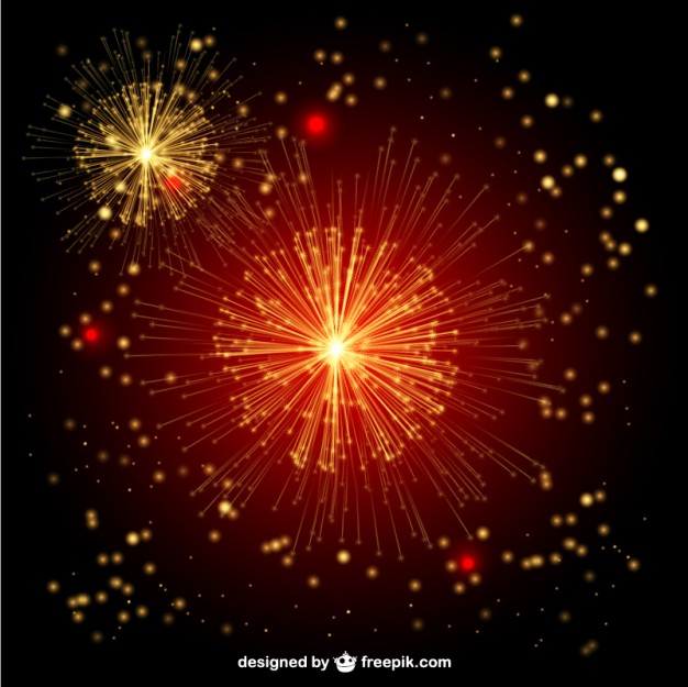 626x625 Red And Golden Fireworks Vector Free Download