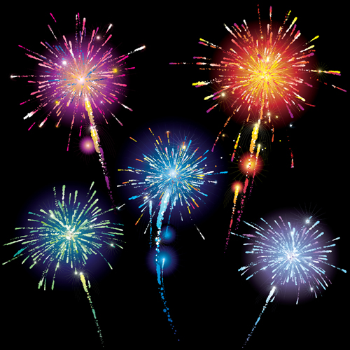 500x500 Set Of Holiday Fireworks Design Vector Material 27 Free Download