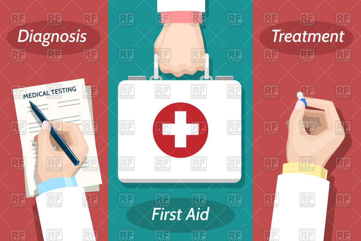 1200x800 Doctor Hand With Pen And Medical Report And First Aid Kit Vector