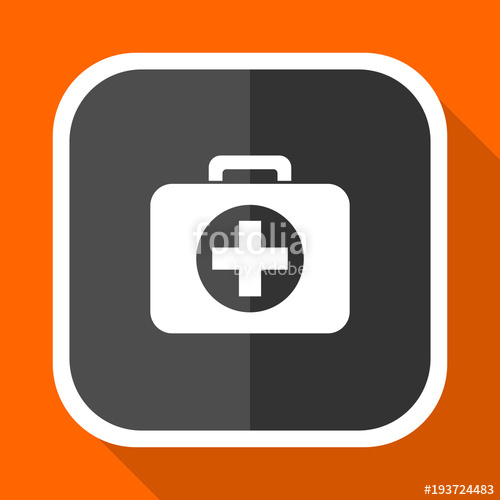 500x500 First Aid Vector Icon. Flat Design Square Internet Gray Button On