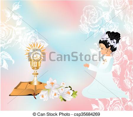 450x396 First Communion, Background With The Girl And Characteristic