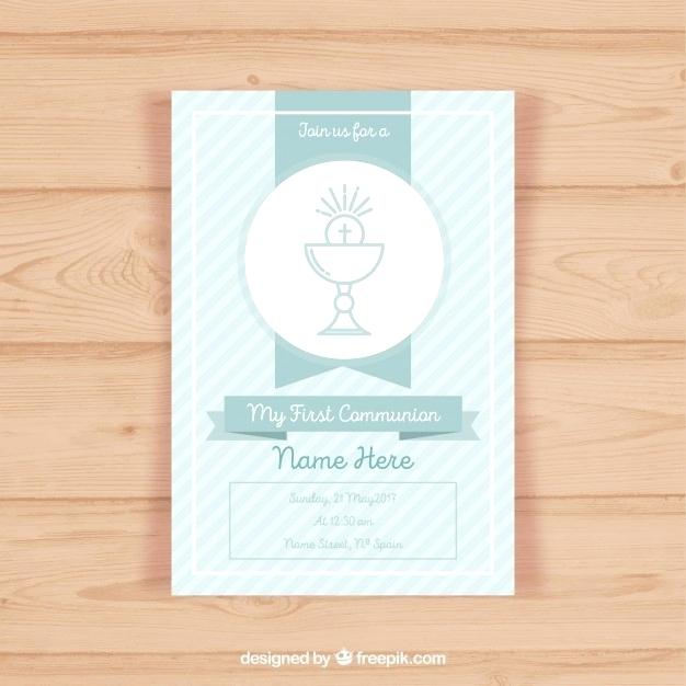 626x626 First Communion Invitation Template Free Vector Holy Card Design