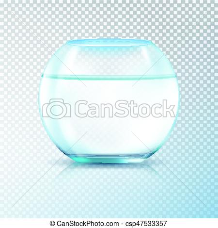 450x470 Fish Bowl Clear Water Transparent. Round Walls Glass Tank Fish