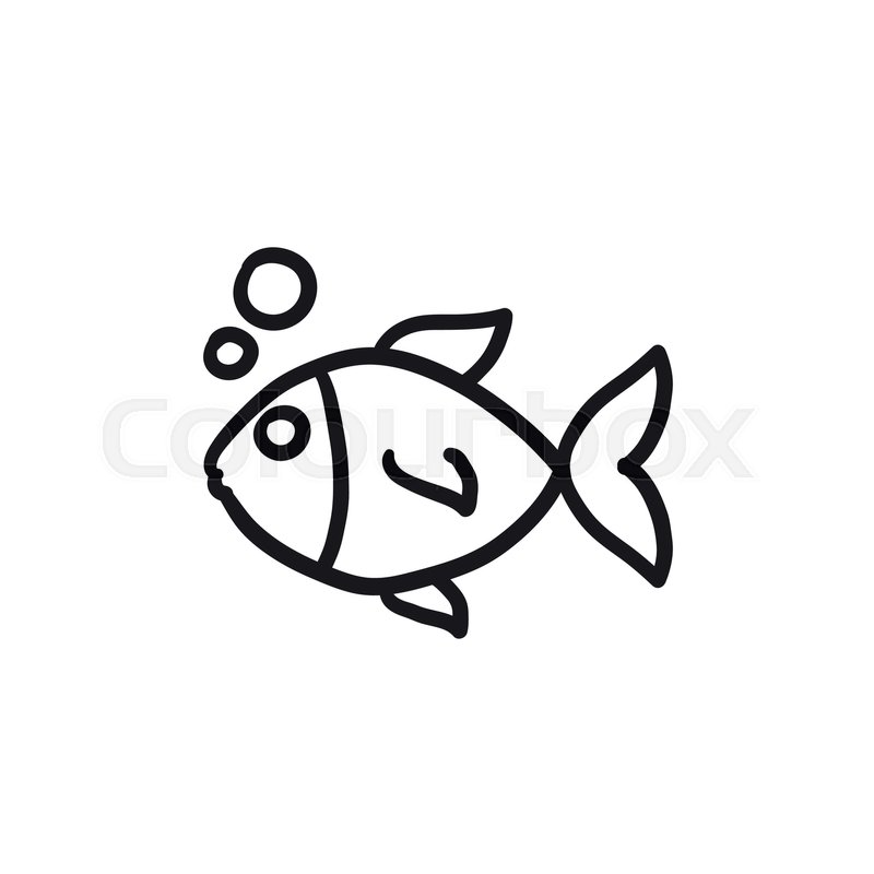 800x800 Small Fish Vector Sketch Icon Isolated On Background. Hand Drawn