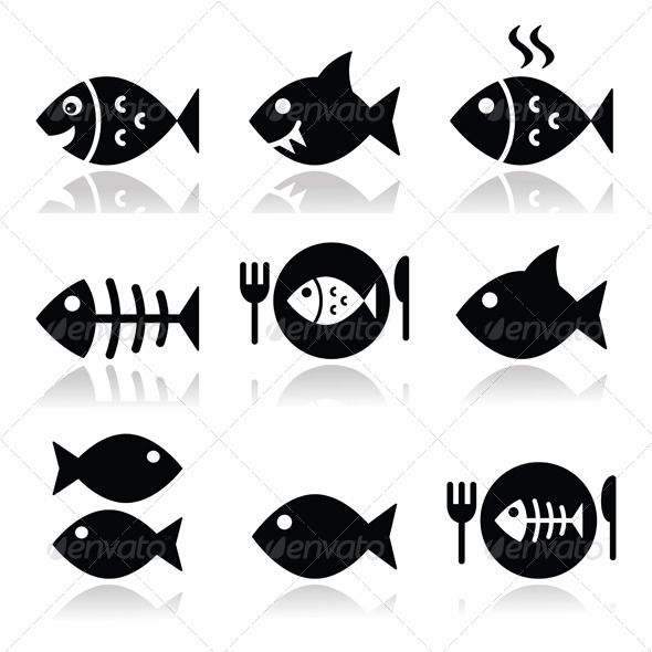590x590 Fish, Fish On Plate, Skeleton Vector Icons Vectors Design