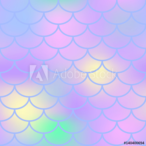 500x500 Pastel Fish Scale Vector Seamless Pattern. Magic Mermaid Texture