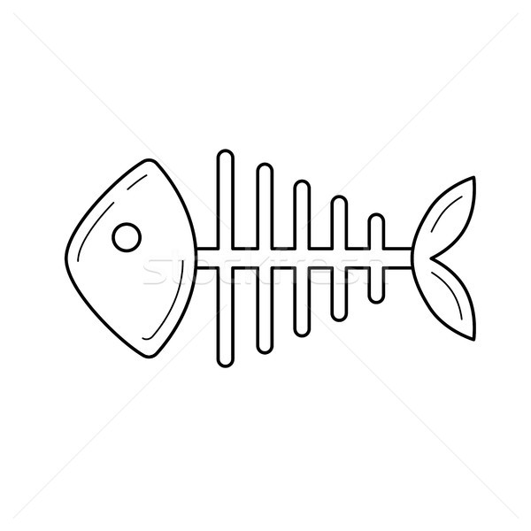 600x600 Rotten Fish Skeleton Vector Line Icon. Vector Illustration