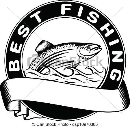 450x440 Vector Illustration Fish Trout And Inscription On Circle Best Fishing.