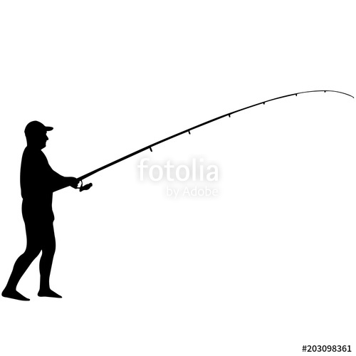 500x500 Fishing Silhouette, Man Fishing Clipart, Fisherman Vector, Svg