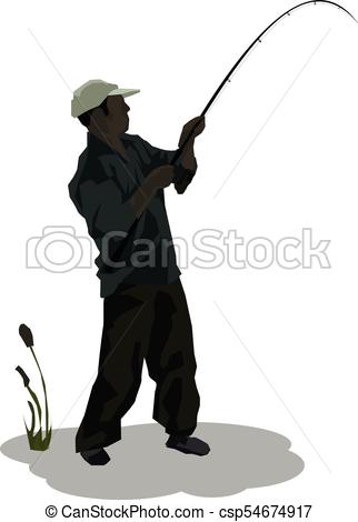 322x470 Flat Illustration Of A Fisherman In Vector Format.