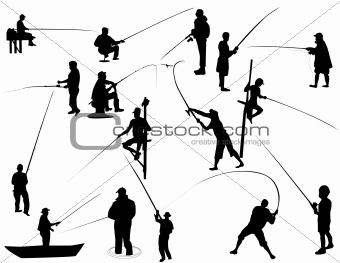 340x263 Image 3586186 Set Of Fisherman Vector Silhouettes From Crestock