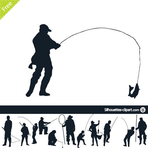 500x500 Fisherman Vector Silhouette Silhouettes