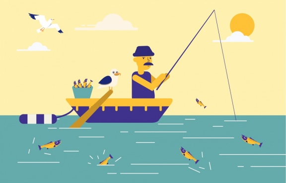 576x368 Man Fishing Boat Vector Free Vector Download (4,531 Free Vector