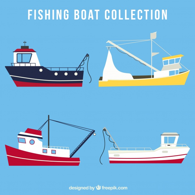 626x626 Pack Of Four Fishing Boats In Flat Design Vector Free Download