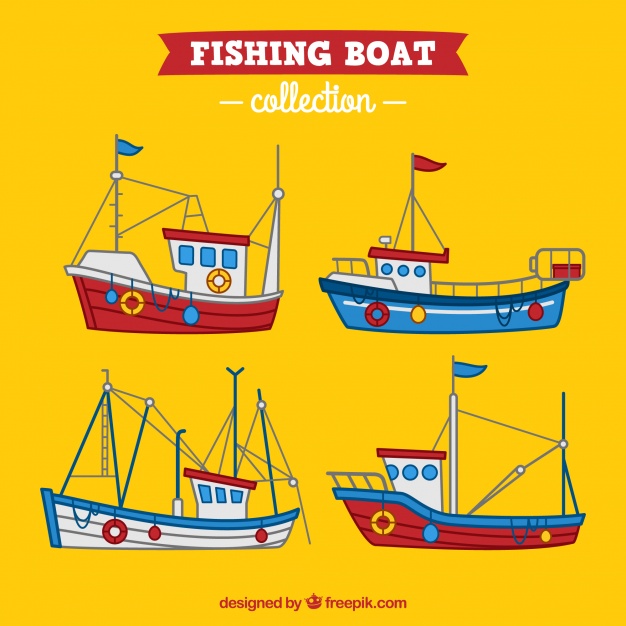 626x626 Set Of Hand Drawn Fishing Boats Vector Free Download