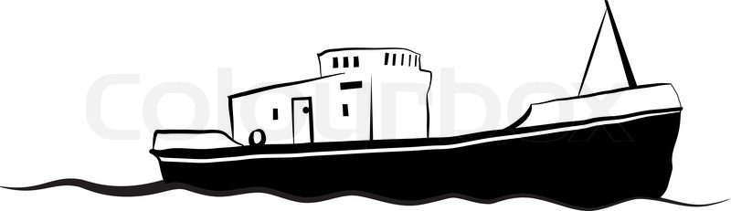 800x231 Vector Drawing Of Small Old Fishing Boat Stock Vector Colourbox