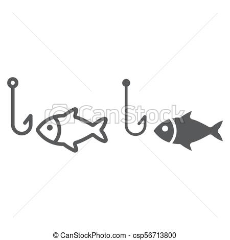 450x470 Fishing Line And Glyph Icon, Animal And Underwater, Hook Sign