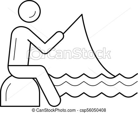 450x369 Fishing Line Icon. Fishing Vector Line Icon Isolated On White