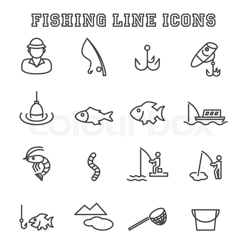 800x800 Fishing Line Icons, Mono Vector Symbols Stock Vector Colourbox
