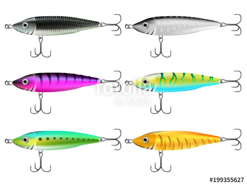 500x375 Fishing Lures Set Realistic Hooks Collection 2 Stock Image And