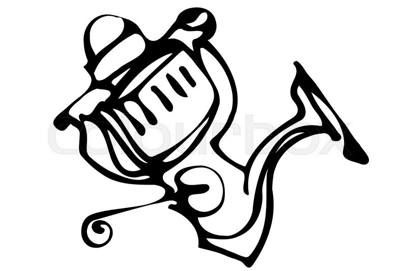 800x533 Black And White Vector Sketch Of Fast Response Fishing Reels
