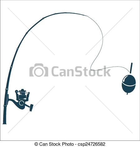 450x470 Fishing Rod On The White Backdrop. Vector Illustration.