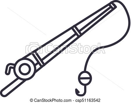 450x354 Fishing Rod Vector Line Icon, Sign, Illustration On Background
