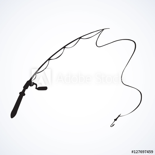 500x500 Fishing Rod. Vector Drawing