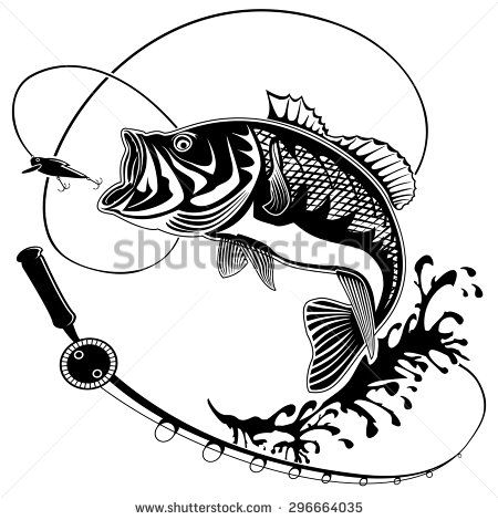 450x470 Isolated Illustration Of Big Peach Fish In Waves With Fishing Rod