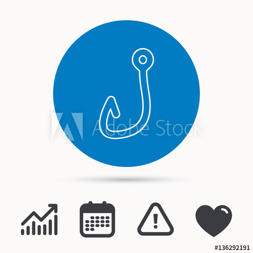 500x500 Fishing Hook Icon. Fisherman Equipment Sign. Angling Symbol