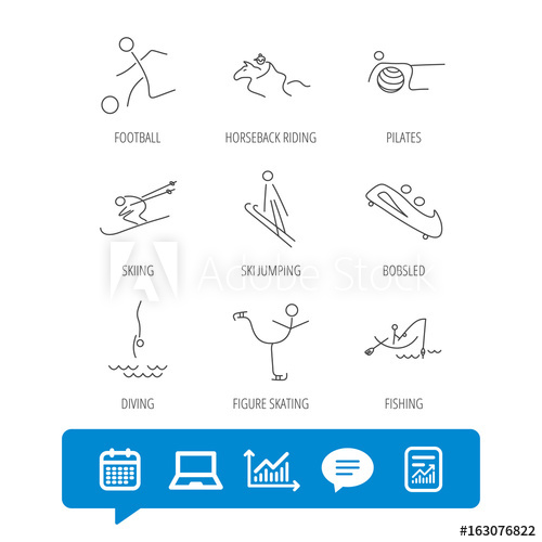 500x500 Pilates, Football And Skiing Icons. Fishing, Diving And Figure