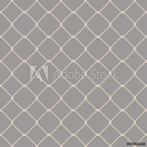 500x500 Nautical Rope Seamless Fishnet Pattern On Gray Background