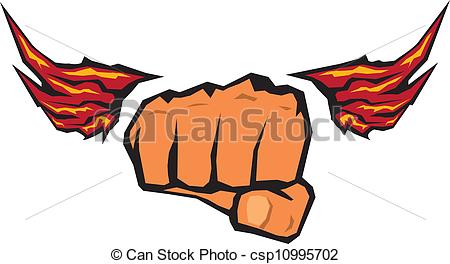 450x264 Freedom Concept. Vector Fist Icon. Fist Silhouette With Wings.