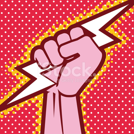 440x440 Pop Art Power Freedom Vector Colored Fist Stock Vector