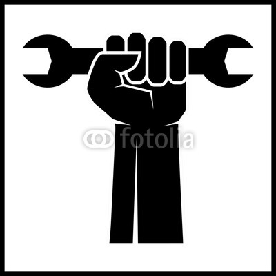 400x400 Fist Revolution Symbol With Wrench, Vector Icon. Vector