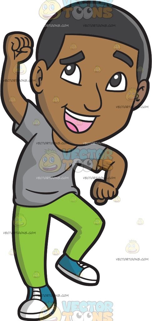 486x1024 A Man Fist Bumps The Air While Dancing Vector Illustrations