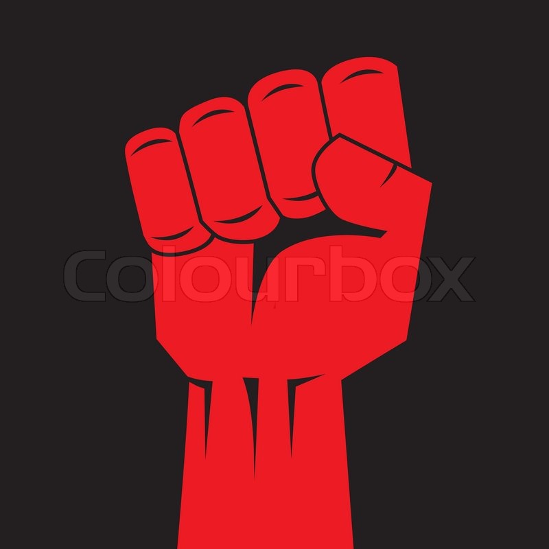 800x800 Fist Red Clenched Hand Vector. Victory, Revolt Concept. Revolution