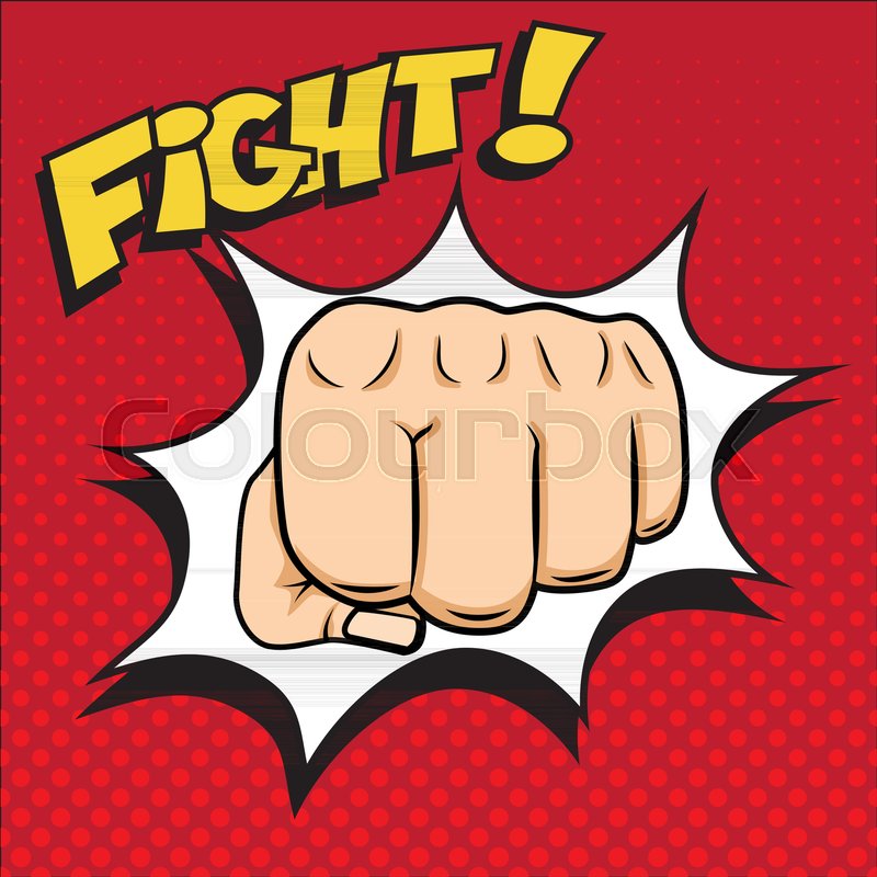 800x800 Vector Fist Punching Illustration With Fight Word In Pop Art Style