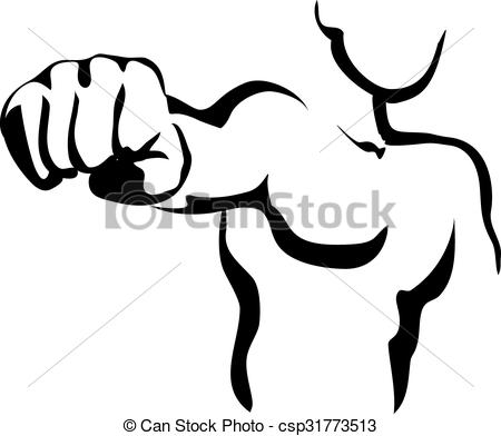 450x392 Vector Line Art Fist. Vector Line Contour Graphic Art Fist Of