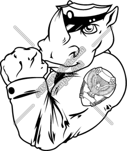 419x500 Rhino Police Officer Waving Fist Clipart And Vectorart Sports