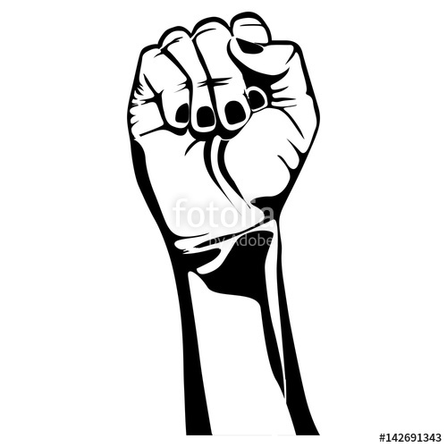 500x500 Black Silhouette Arm With Closed Fist Vector Illustration Stock