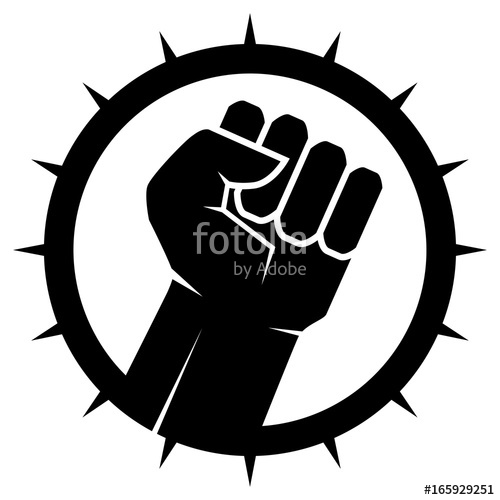 500x500 Clenched Fist. Vector Fist Icon. Revolution Fist. Freedom Concept